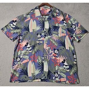 Disney Parks Mickey Tiki Tropic Hawaiian Camp Resort Beach Shirt 2XL XXL
